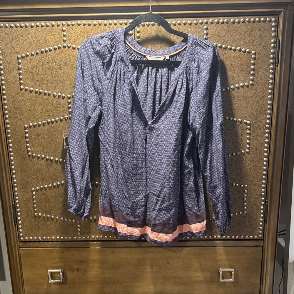 Boden Navy and Pink Patterned Blouse